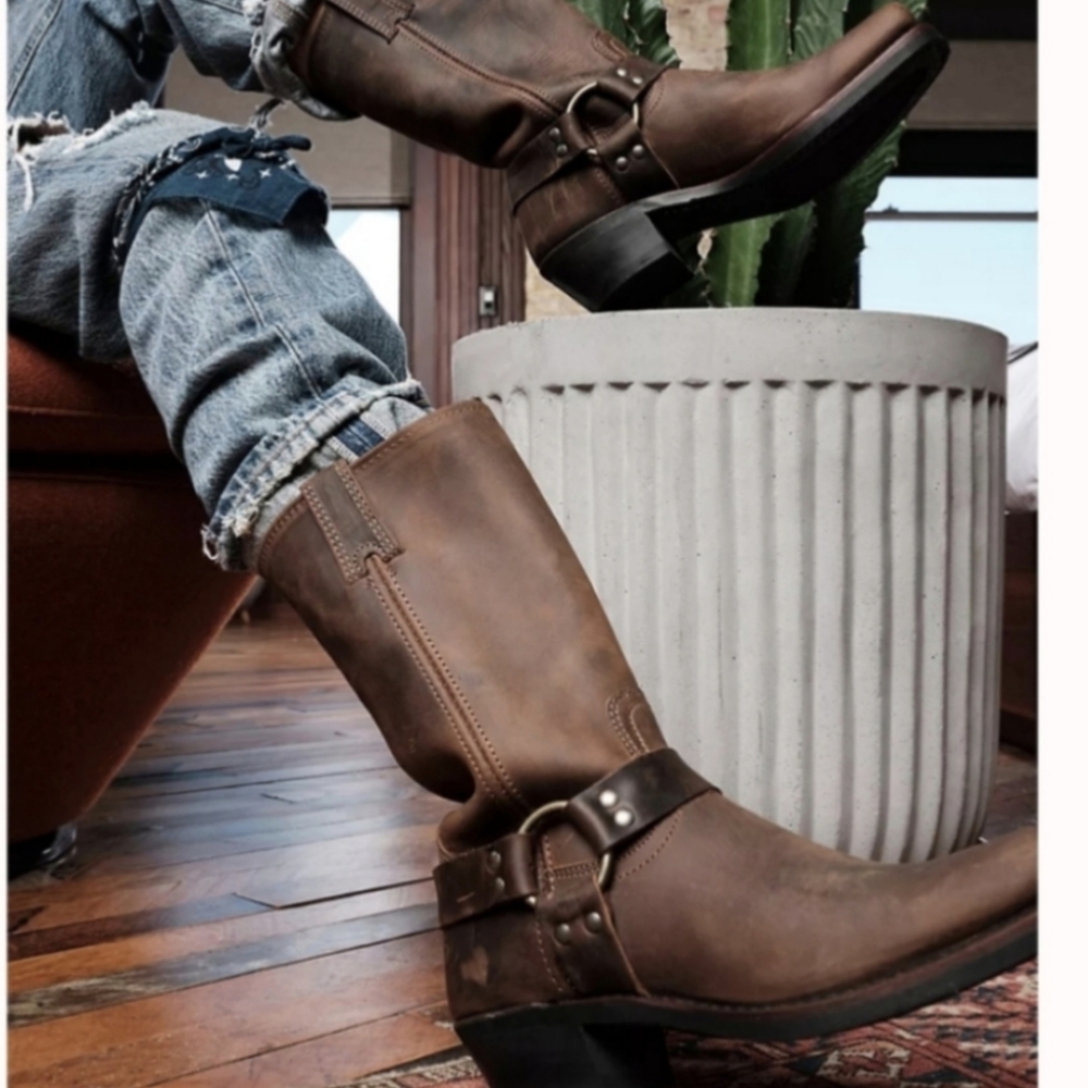 Frye Harness 12R Brown Biker Boots size 7.5